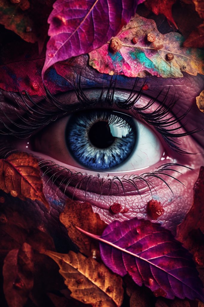 eyes sparkled with the vibrant colors of autumn leaves. Generative AI